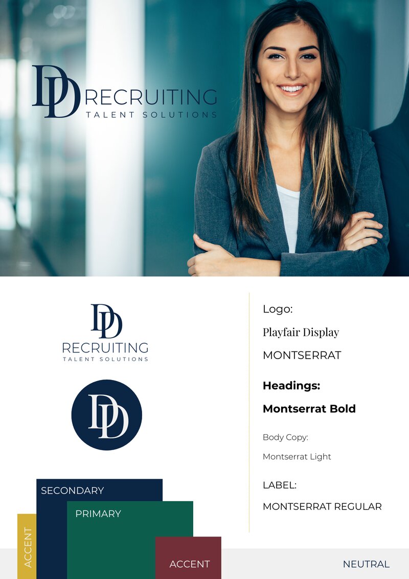 DD Recruiting logo, typography and brand colors