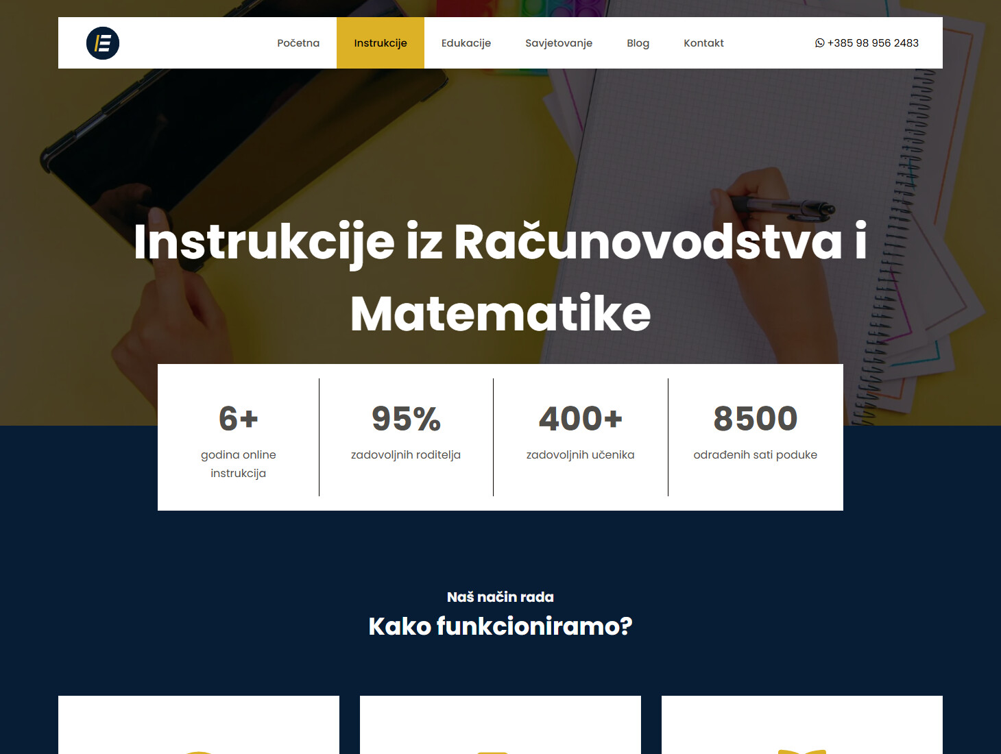 Accounting and mathematics tutoring page for Instrukcije Eržen